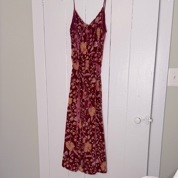 NWOT Nanette Lepore Dark Red/Yellow Burnout Floral Midi Pant Jumpsuit Vintage - Picture 11 of 15